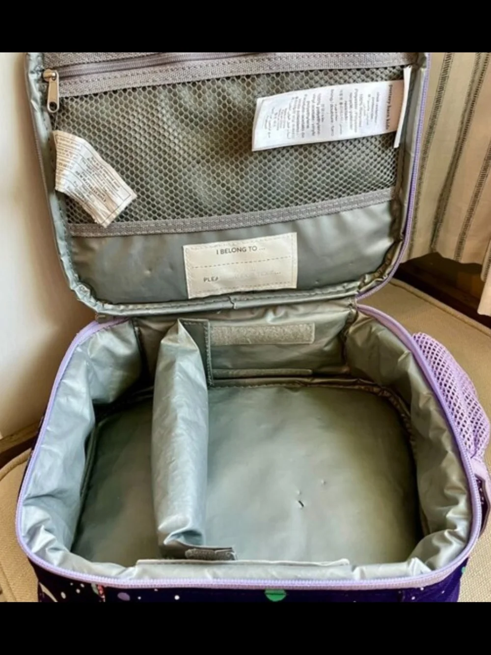 Pottery Barn Kids -Space Print Purple Large Backpack & Lunchbox Set